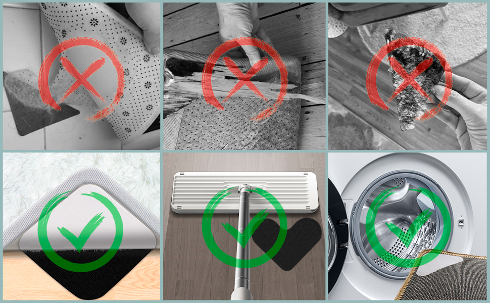 LISERV Non Slip Rug Grippers, 12 Pairs Velcro Anti Slip Rug