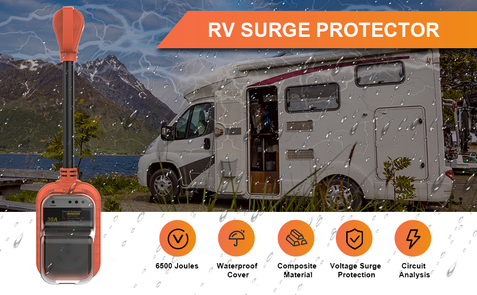 30 Amp Surge Protector for RV, RV Power Voltage Protector Integrated
