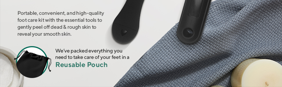 We've packed everything you need to take care of your feet in a reusable pouch