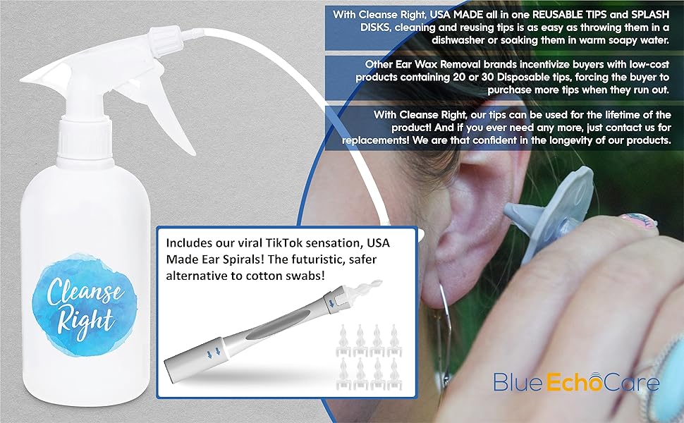 Cleanse Right Ear Wax Removal Kit USA MADE Ear Spiral