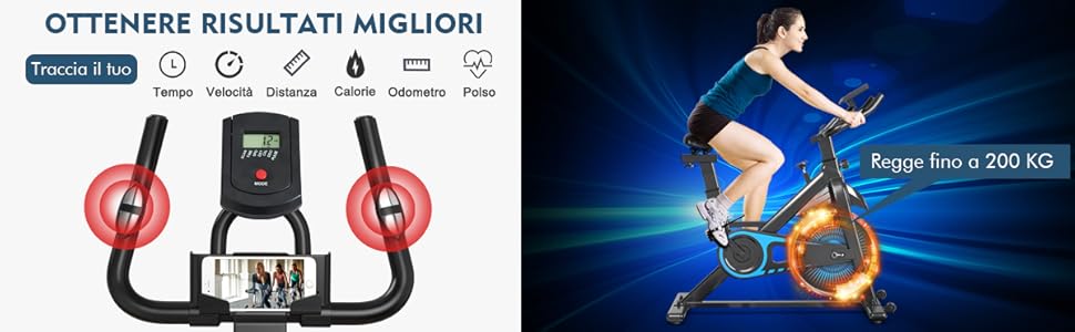 GOPLUS Cyclette Da Esercizio, Resistenza All'Attrito, Portata Di 120 Kg, Sella E Manubrio Regolabili, Manubrio Con Cardiofrequenzimetro, Monitor Digitale, Volano 6 KG, Ideale Per Casa/Ufficio (Bianco) 12 width=850