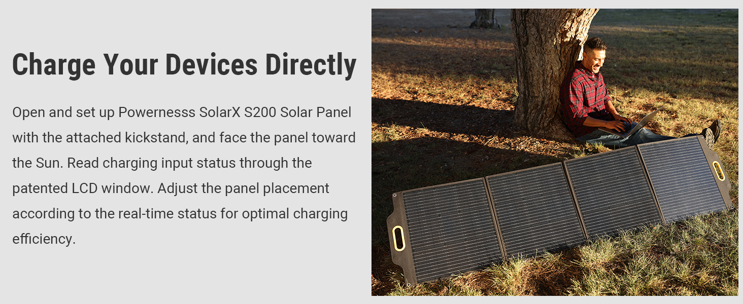 Powerness 200 Watt Portable Solar Panel with Patented LCD