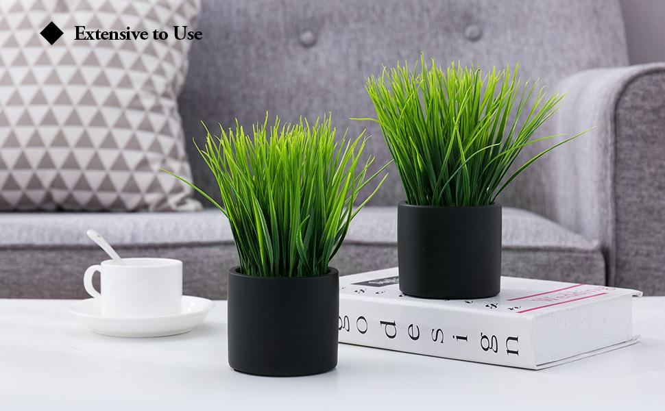 MyGift Tabletop Artificial Grass Plants Decorative Faux