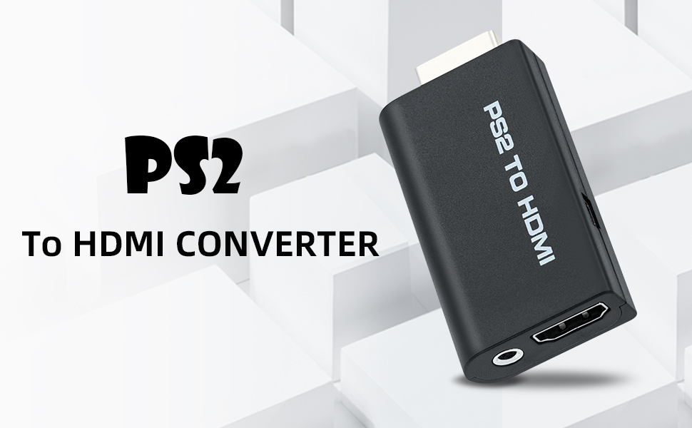 Wigearss PS2 to HDMI Converter Video AV Adapter with 3.5mm Audio Output