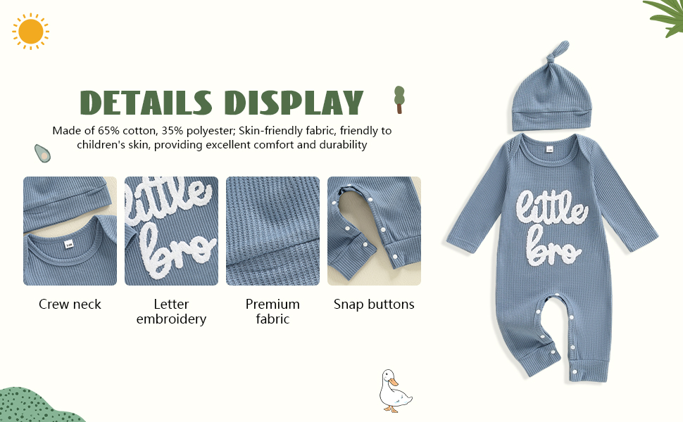 Matching Hat,Letter Print,Soft Fabric,Snap Closure