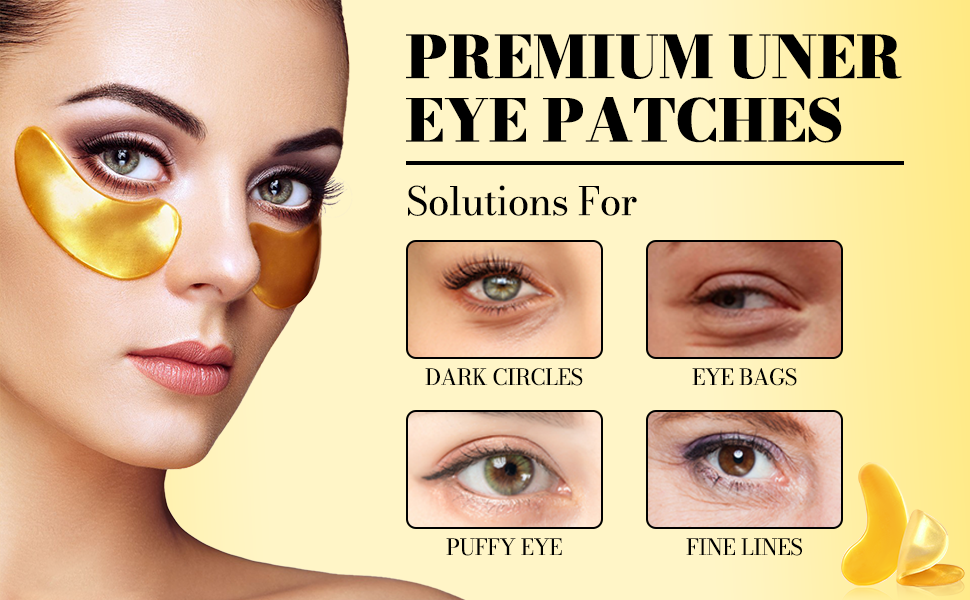 Bieyoc 24K Gold Under Eye Patches 25 Pairs Under Eye Patches for Dark