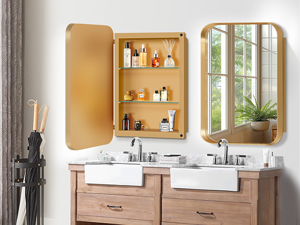 Amazon.com: SDHYL Gold Medicine Cabinet Mirror with 2