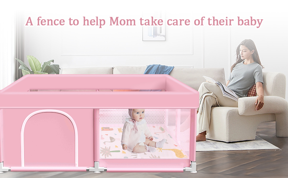 pink baby playpen with mat, girl playpen