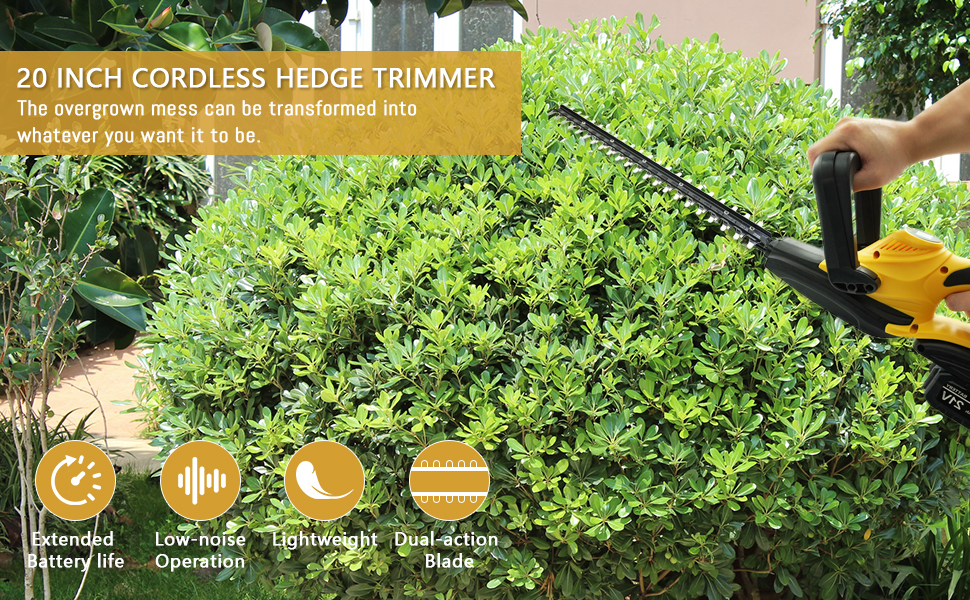 Hedge Trimmer Cordless, Electric Bush Trimmer with 20