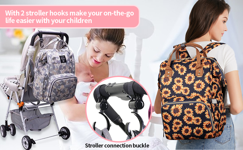 with stroller hooks and breathable widen strap