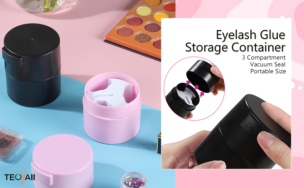 TEOYALL Eyelash Glue Storage Container, 3 Compartment Lash Adhesive