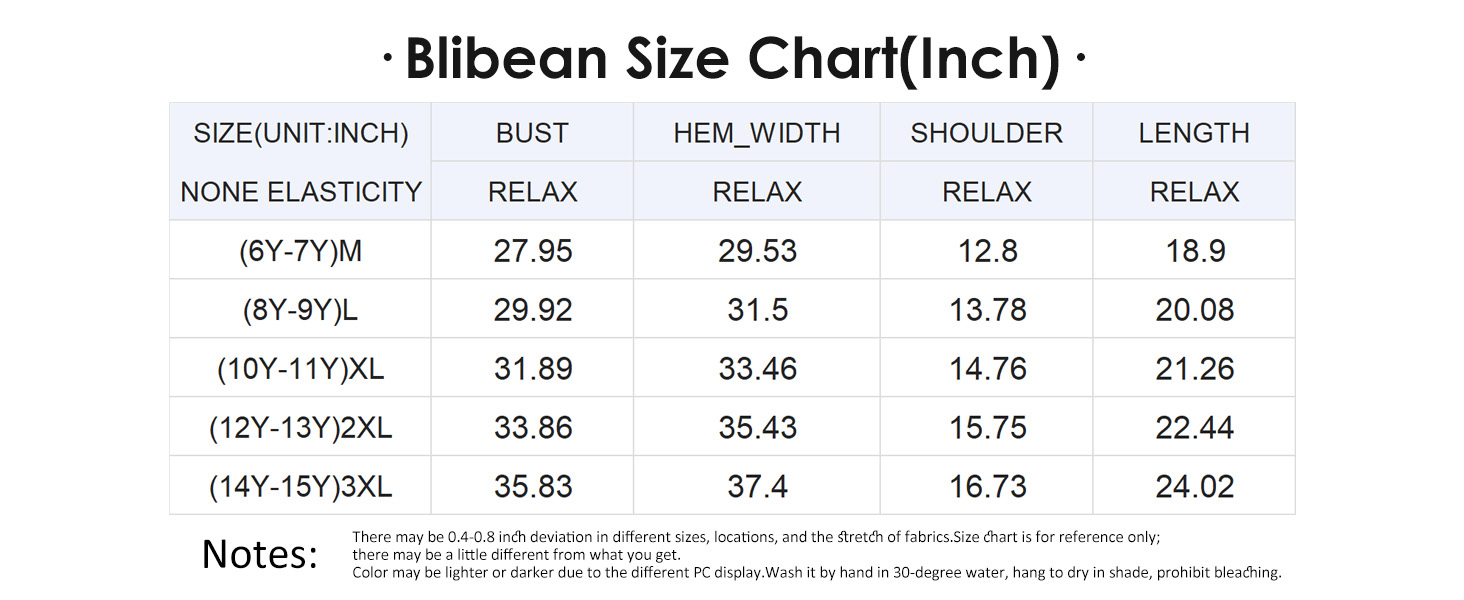 blibean tween girl shirt tops blouse size 6 7 8 9 10 11 12 13 14 15 year old