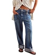 D-Sun Women Wide Leg Jeans Mid Rise Casual Straight Leg Denim Pants Baggy Boyfriend Cargo Jeans w...