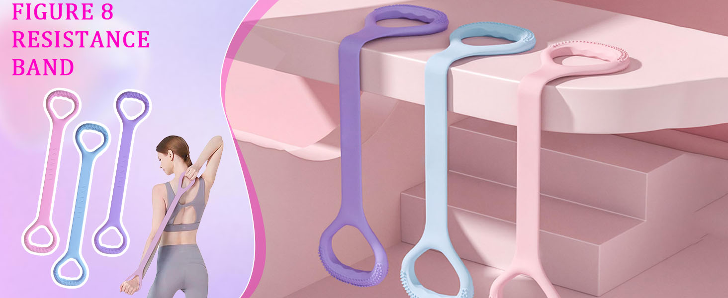 OUNAN Figure 8 Resistance Band 3 PCS,Elastic Band, Women
