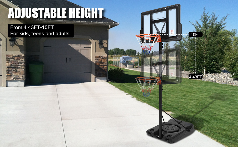 GarveeLife Basketball Hoop Outdoor 4.4310ft Adjustable