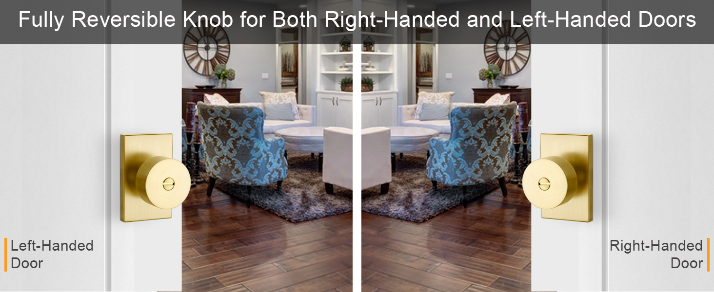 goldenwarm Gold Interior Door Knobs, ZincAlloy Heavy Duty Interior Door Knobs Bedroom, Brass