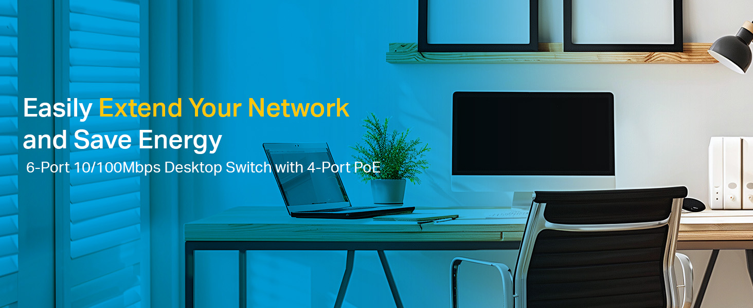 LS106LP 6-Port 10/100Mbps Desktop Switch with 4-Port PoE