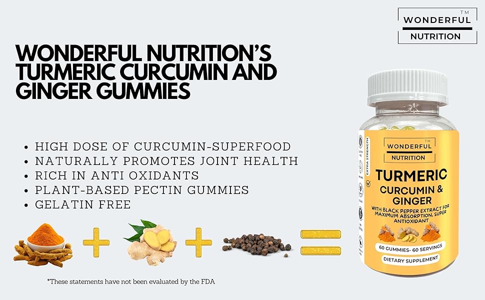 Amazon.com: Wonderful Nutrition Elevate Your Wellness Journey Turmeric - Best Turmeric Gummies With Black Pepper