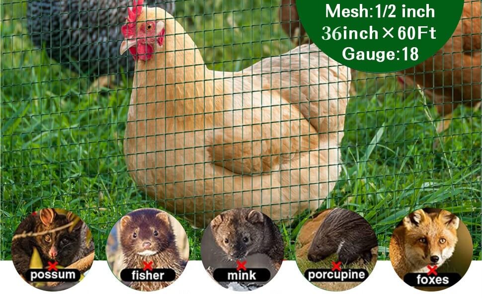 SUNMORN Hardware Cloth 1/2 inch 36inch x 60feet 18 Gauge