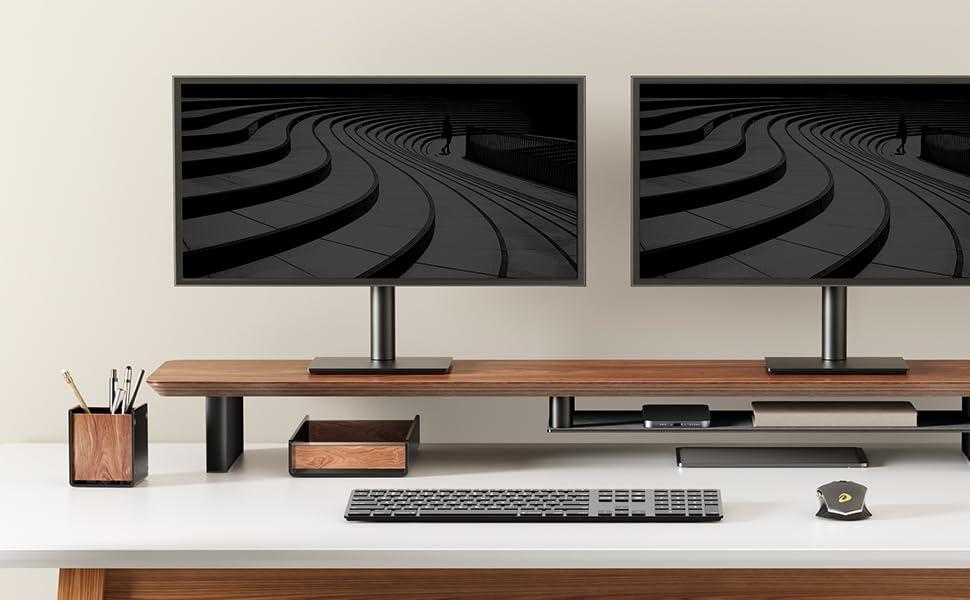 SHUOSUO Walnut Wood Desk Tray with Pen Holder Set, Natural Wooden & Aluminium Desk Office Draw Organizer Tray for Keys, Pen, Watch 9 Free up your workspace