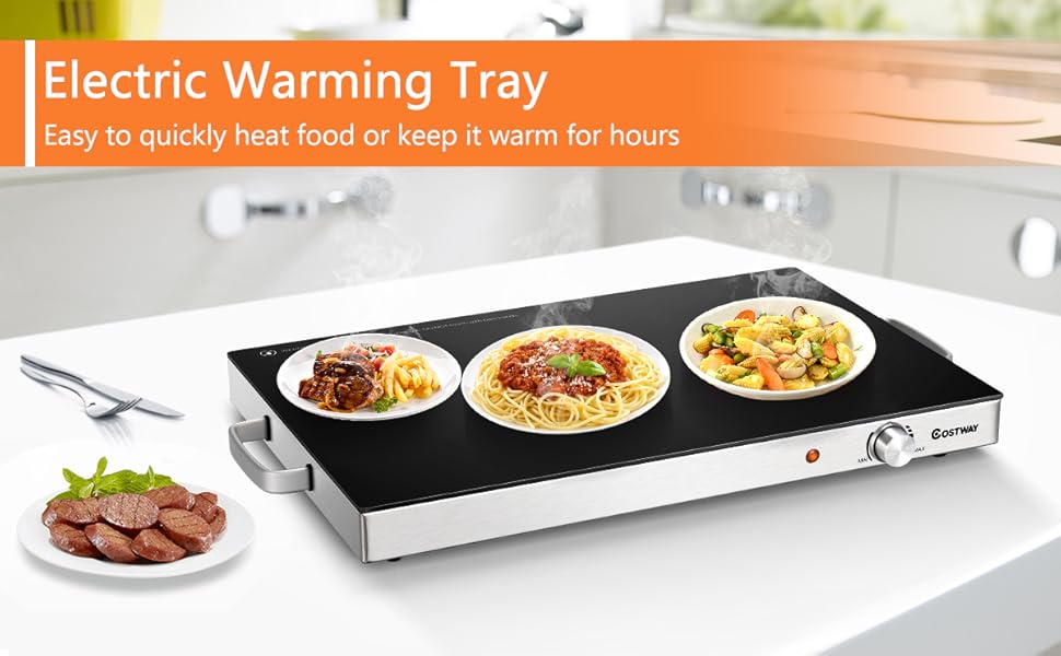 COSTWAY Electric Food Warming Tray, 25" x 15" Food Warmer