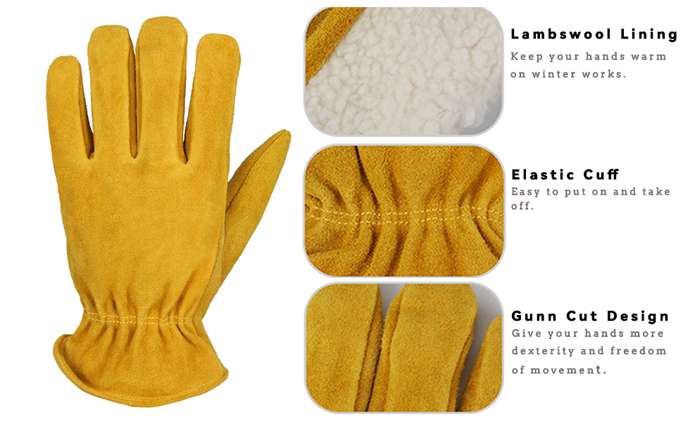 leather working gloves for men and wome cold weather