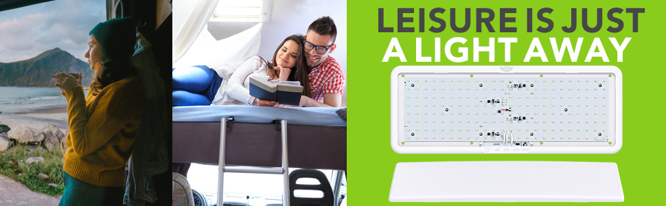 Leisure LED RV Trailer Camper 5th Wheel Interior Ceiling Overhead Light Slim Lumen White Dimmer