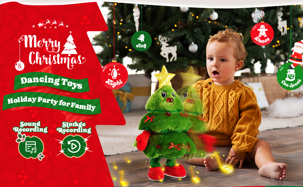 40cm Albero di Natale Giocattoli di Peluche con Musica e Luci Giocattolo di Peluche che Canta e 40cm Albero di Natale Giocattoli di Peluche con Musica e Luci Giocattolo di Peluche che Canta e