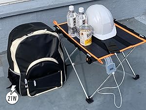 太陽光充電可能 アウトドアテーブル 30W 急速充電対応！リバーシブル仕様ソーラーパネルテーブル30W