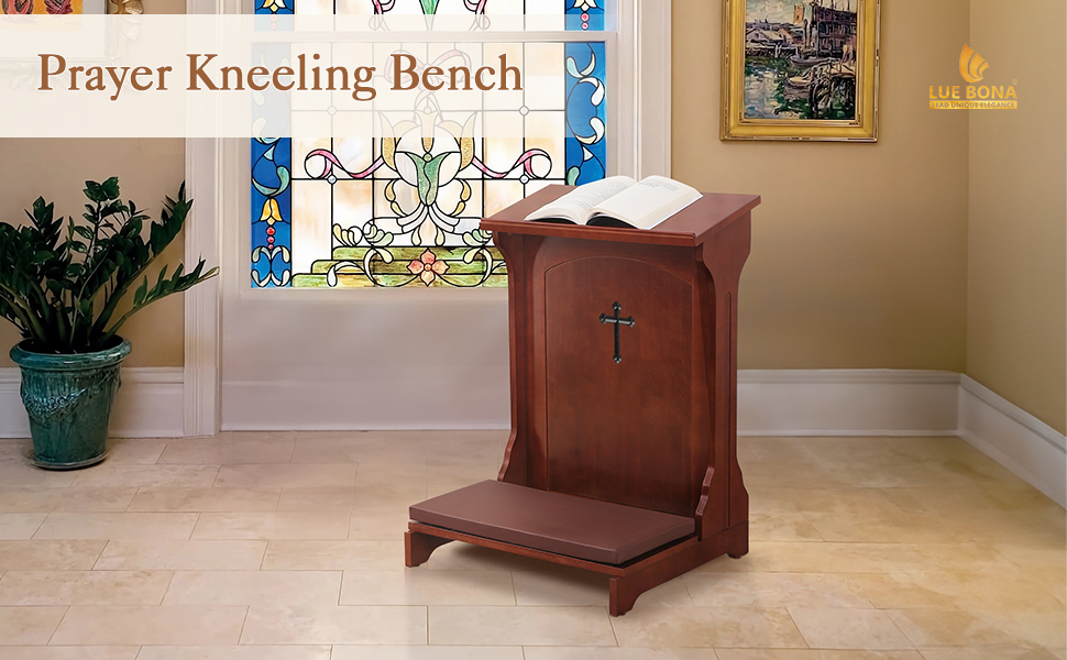 Amazon.com: LUE BONA Prayer Bench Stool, Wooden Padded Kneeling Stool