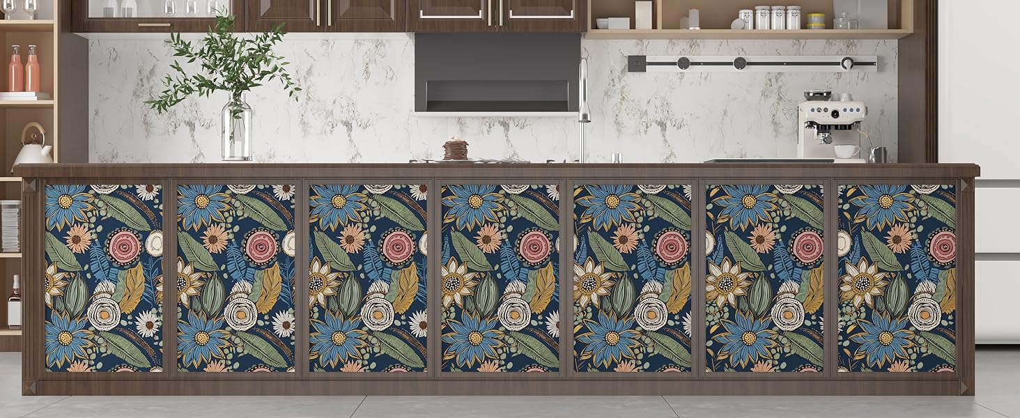 Blue boho wallpaper for cabinet
