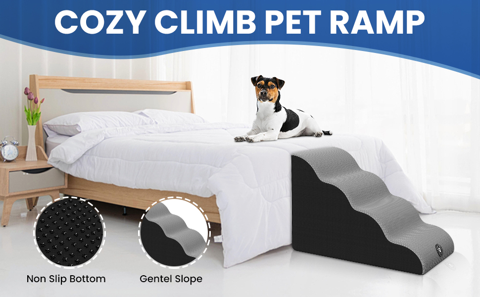 COZYCLIMB Dog Stairs for Small Dogs 4Step High Density