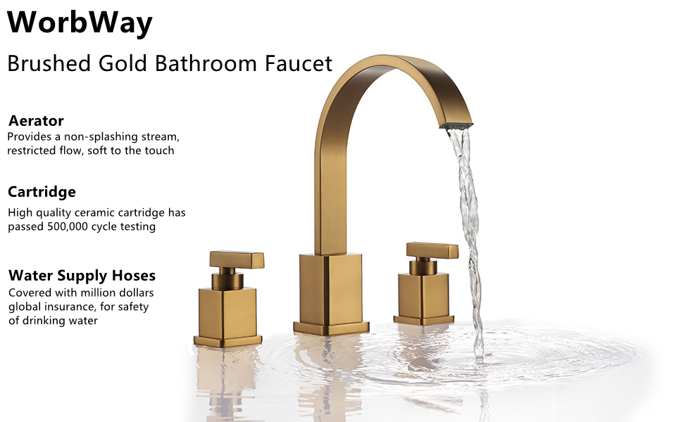 WorbWay Bathroom Faucet Brushed Gold, Upgrade Anti