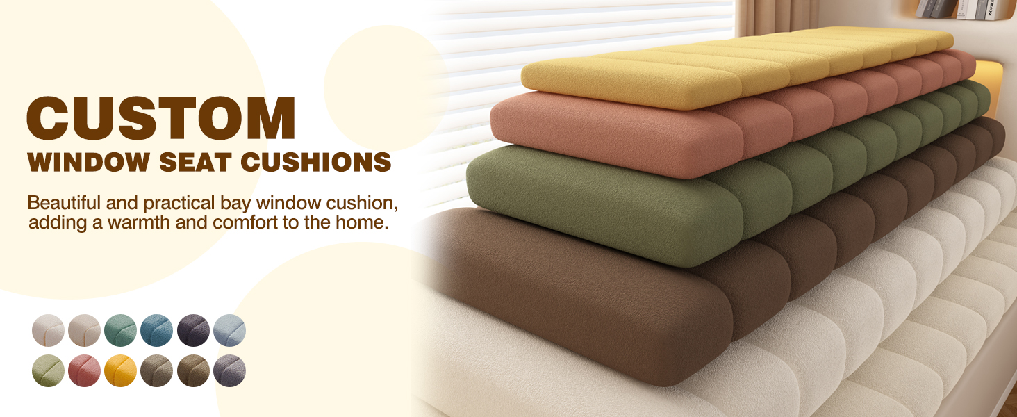 ROIPXM Custom Window Seat Cushions Indoor, Teddy Velvet