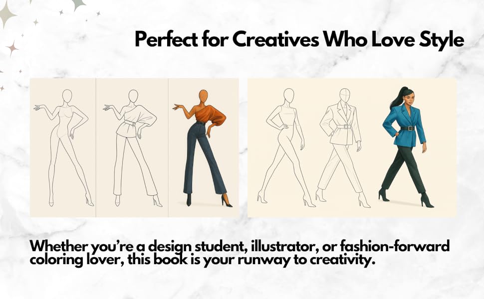 Whether you’re a design student, illustrator, fashion-forward coloring lover, runway to creativity