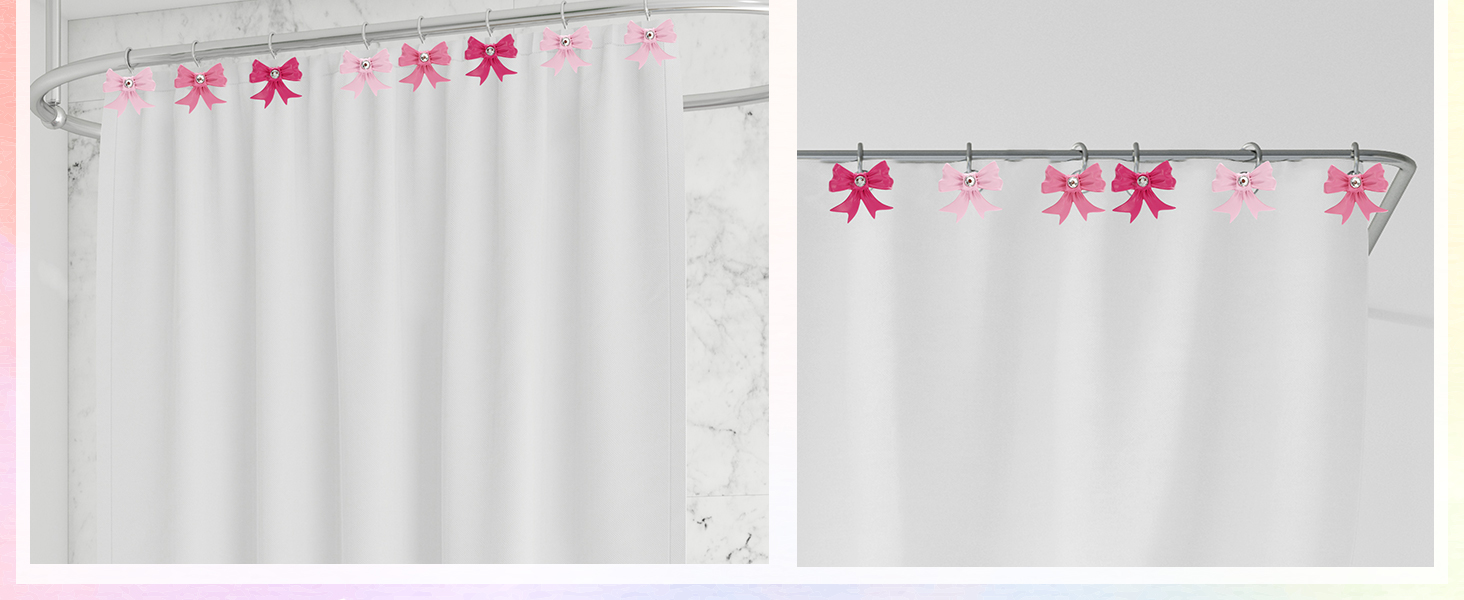 Pink Bow Shower Curtain Hooks