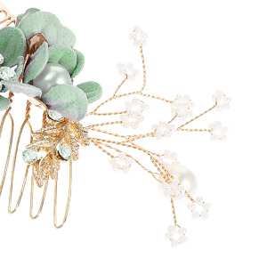 green floral wedding hair piece