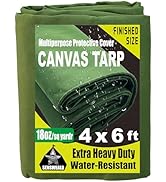 Waxed Canvas Tarp 4×4 Extra Heavy Duty Canvas tarp 4x6 Feet 18oz Water-Resistant