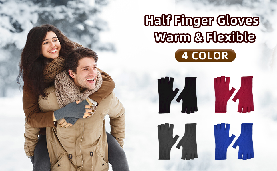 Merino Wool Fingerless String Knit Liner Gloves 4 Colors