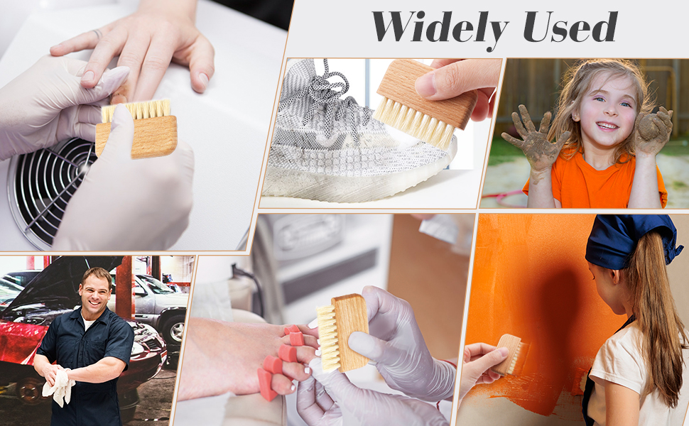 4 Pack Wooden Nail Brushes Natural Fingernail Brush Toes