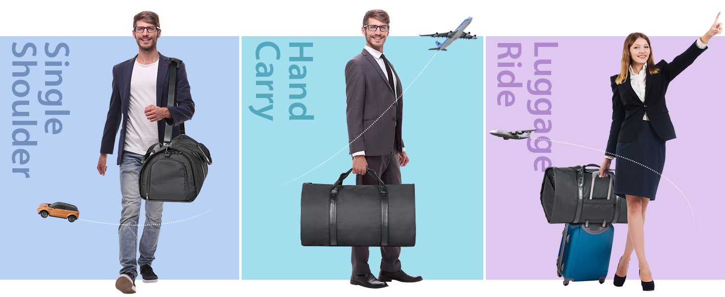 Zilink Convertible Garment Bag with Shoulder Strap Carry