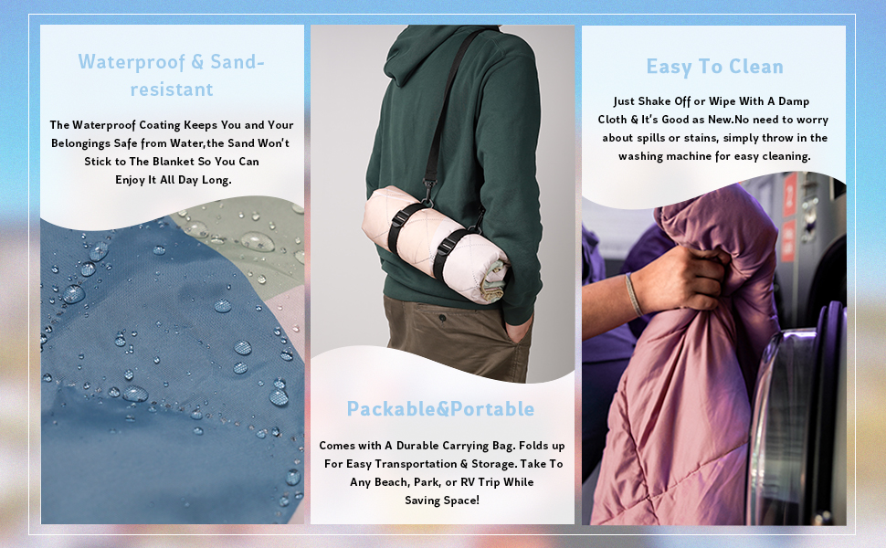 Gealaek Waterproof Picnic Blankets Sandproof Beach Blanket