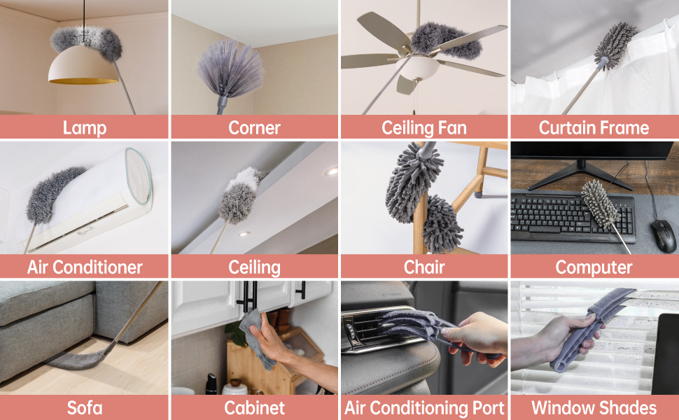 11pcs Microfiber Dusters with Extension Pole 30100 Inch