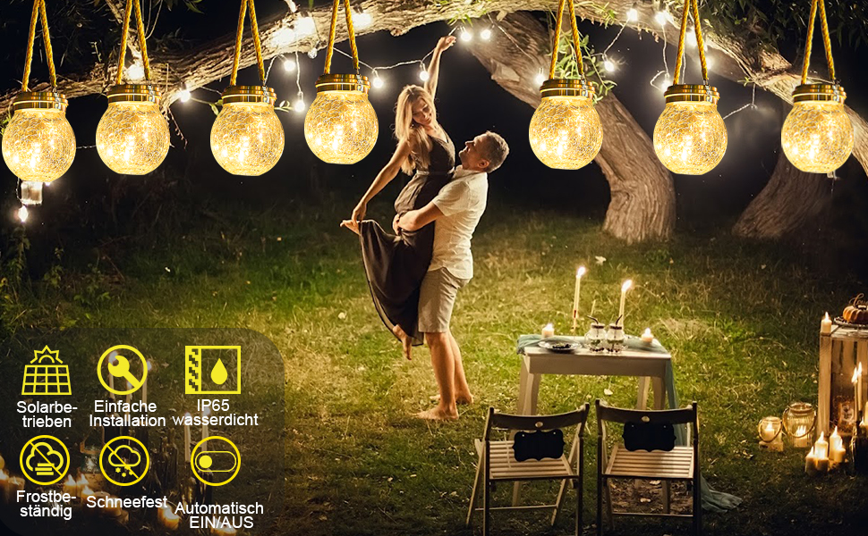 ZKLiLi Solarlampen für Außen, LED Solar Laterne Hängend, Wetterfest