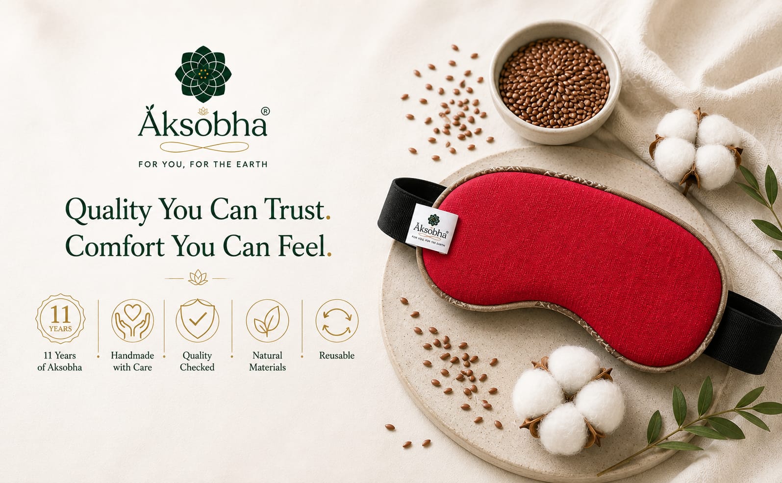Natural Herbal Eye Mask Hot & Cold Therapy - Microwaveable Eye Pack