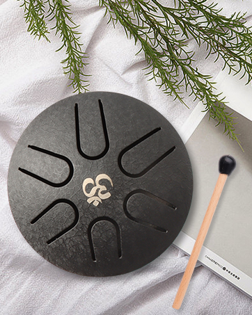 Aedcbaide Buddha Stones Mini Steel Tongue Drum 3 Inch (8cm) 6 Note Tongue Drum with Drumstick,Music Book,Mallet,Steel Drum Balmy Drum UK for Musical Education Concert Yoga Beginners Adult Kids(silver) 34 1