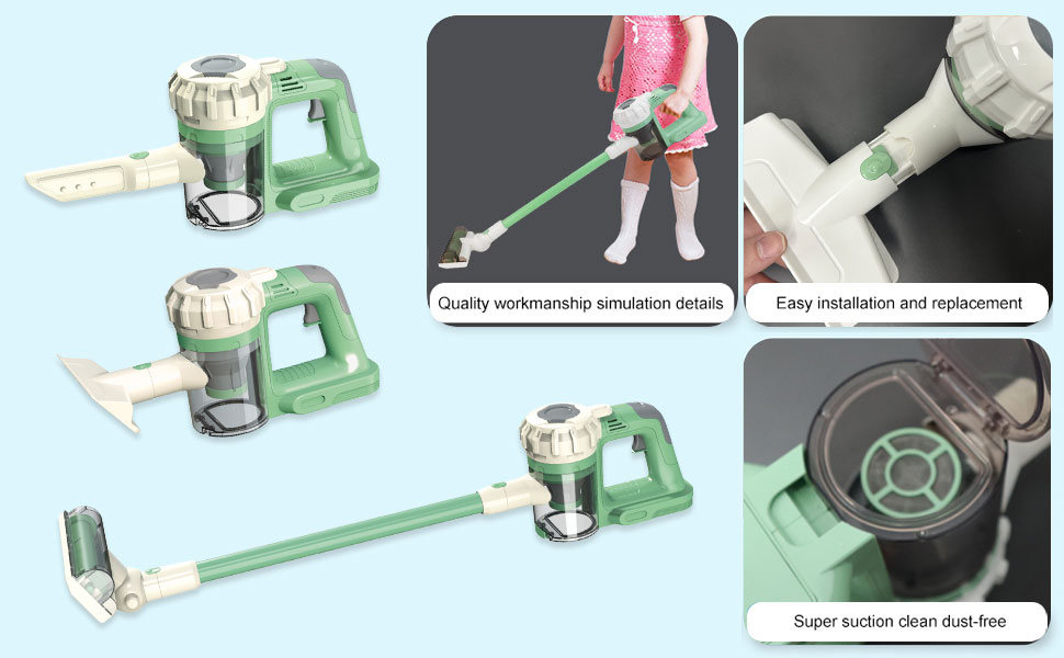 BAYMI 3in1 Kids Vacuum That Really Works, Toddler Toy Vacuum Cleaning Set for