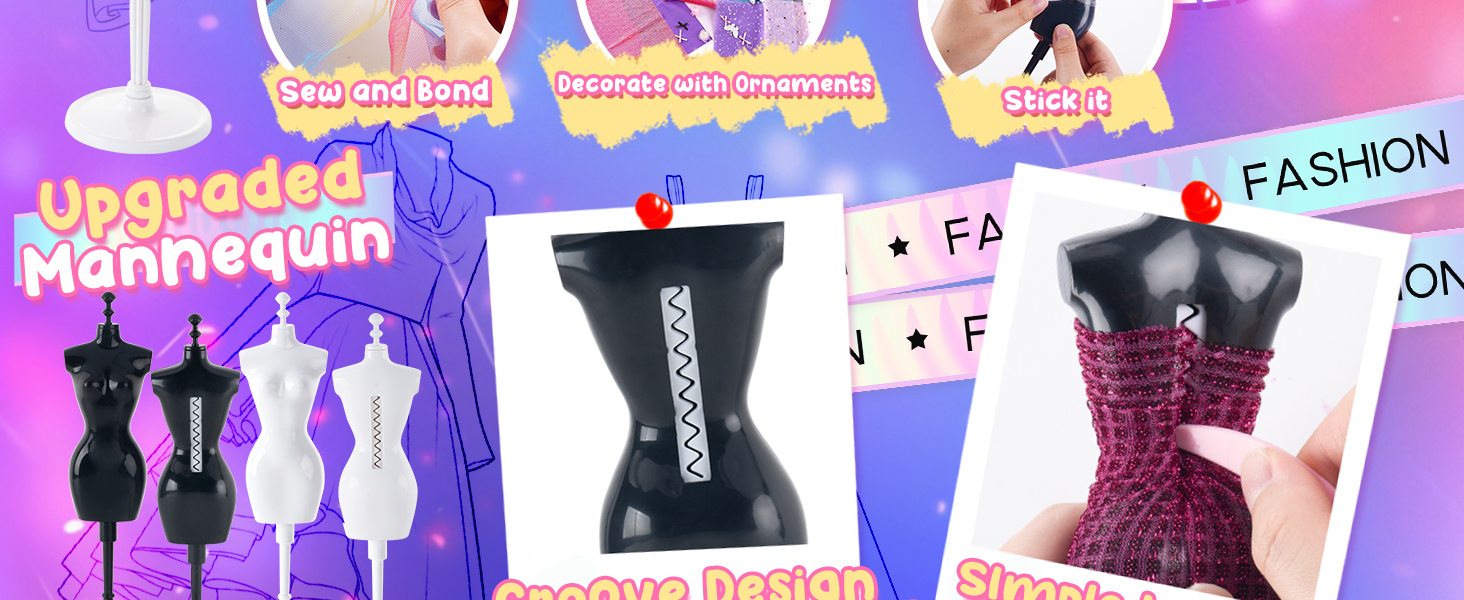 Fashion Designer Kits for Girls - DIY Arts and Crafts Kit Doll Clothes Making Set