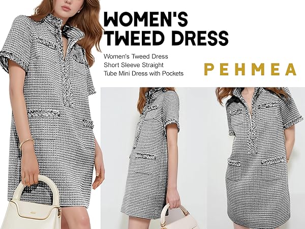 トップス dium summer tweed design 2way bustier Sky Blue Tweed Zip Up Collared Short Dress | Lime Lush Boutique