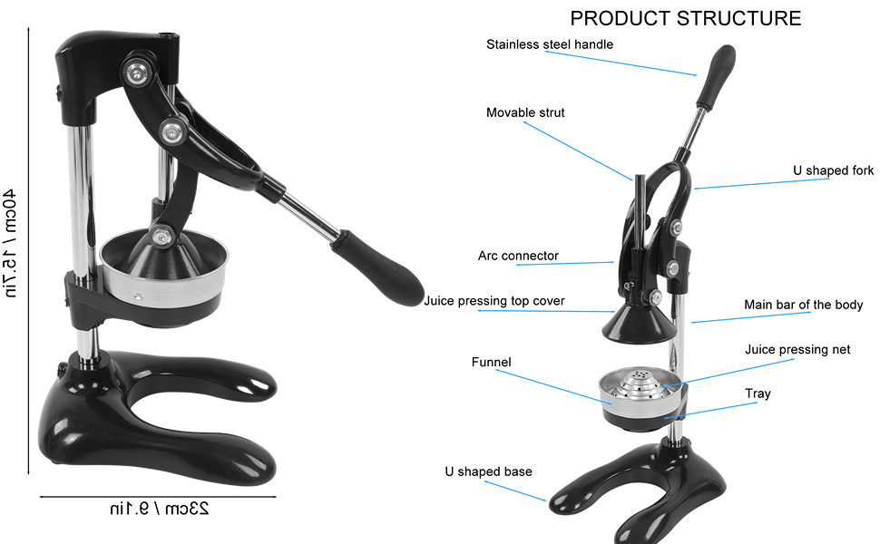 Professional Citrus Juicer, Premium Stainless Steel Hand Press Lemon